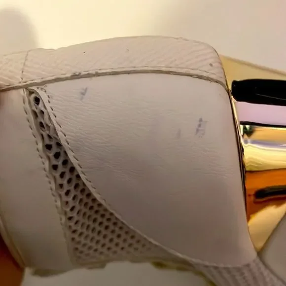 Gold & White Fishnet Wedges - Picture 3 of 3